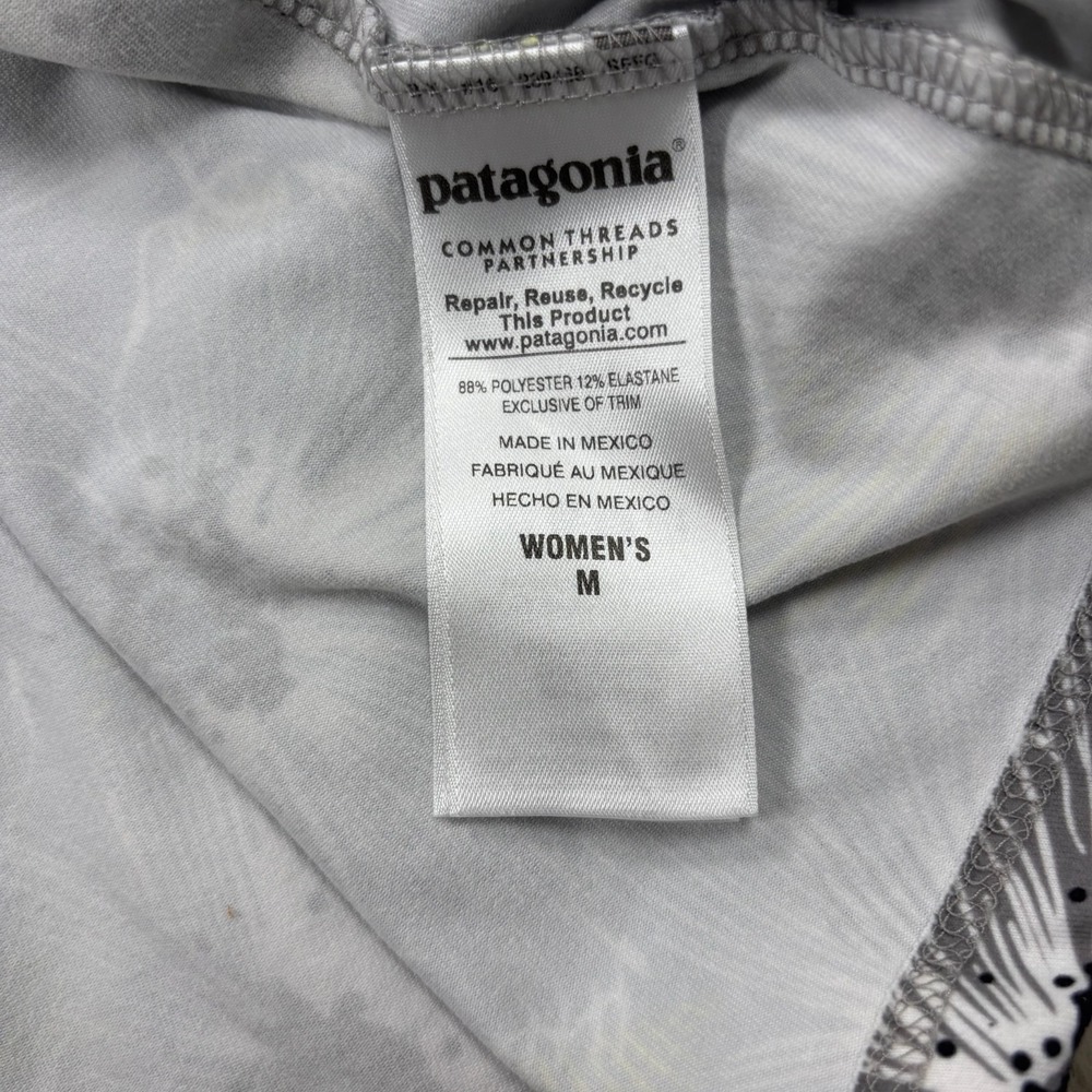 Patagonia Women's M Gray Yellow Floral Morning Glory Athletic Dress Shelf Bra - Picture 5 of 8